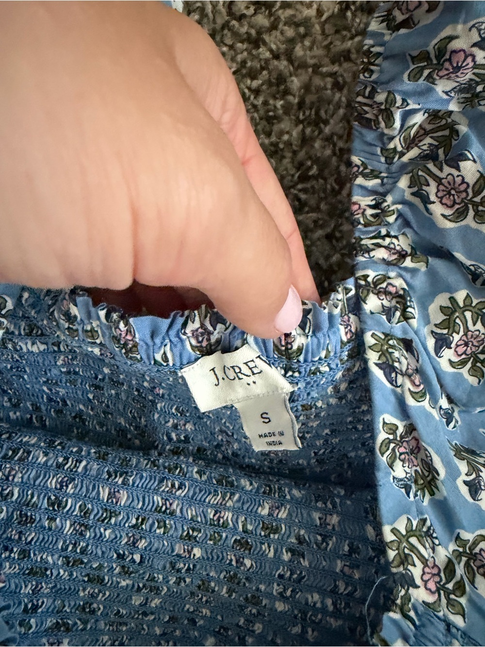 J. Crew Light Blue Floral Smocked Midi Dress - Picture 2 of 2